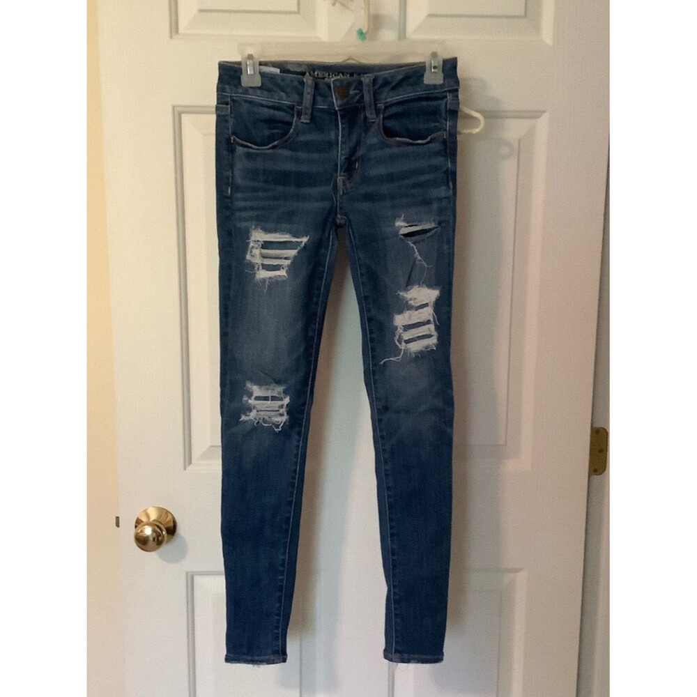 Abercrombie and Fitch size 2, super stretch, skinny jeans, medium wash high-rise